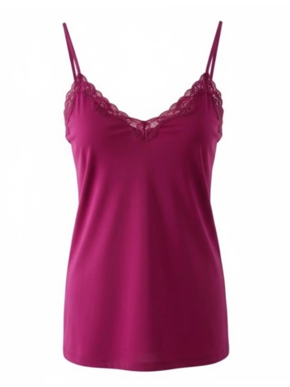 NEW Express Berry Pink V-Neck Lace Trim Camisole Size Small
